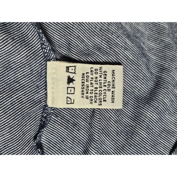 Max Studio Fold Over Flare Skirt Blue and white pinstripe, Size‎ Medium - Picture 5 of 8